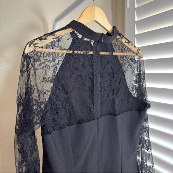 Commense Black Lace Sleeve A-Line Mini Dress Sheer Long Sleeve NWT XL - Picture 6 of 9